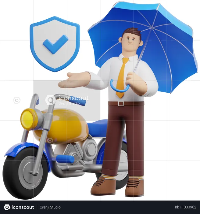 Motorbike Insurance  3D Icon