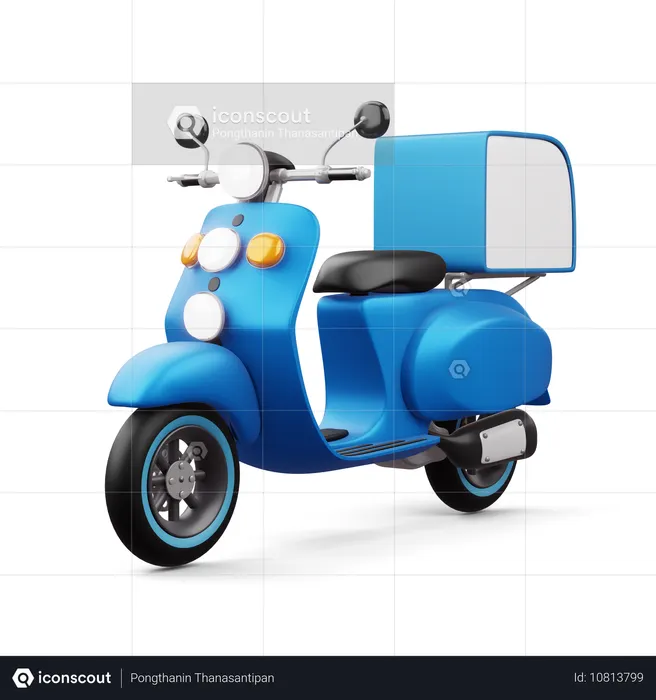 Motorcycle With Parcel Box  3D Icon
