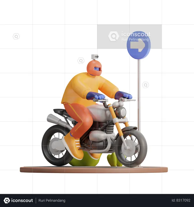Motovlogger  3D Illustration