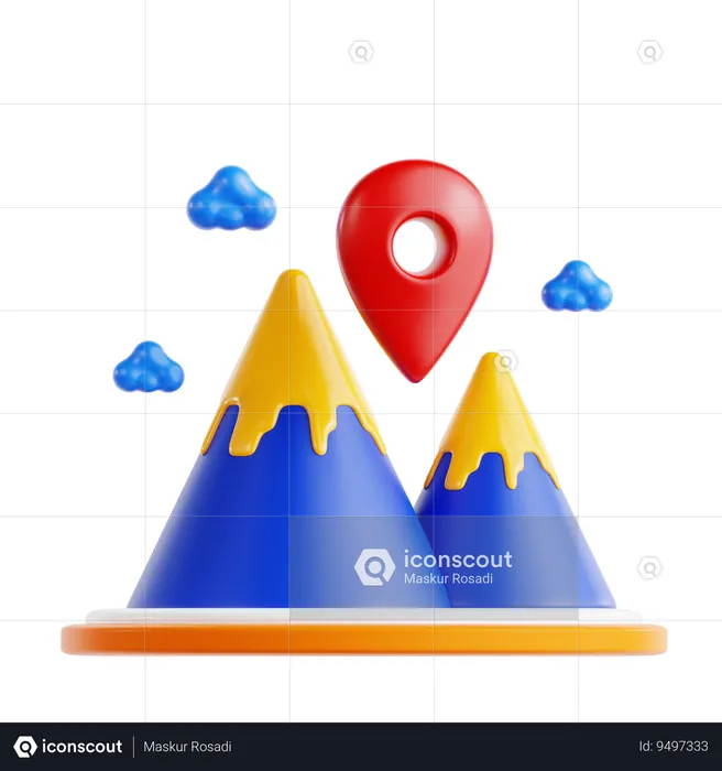 Mountain Location  3D Icon