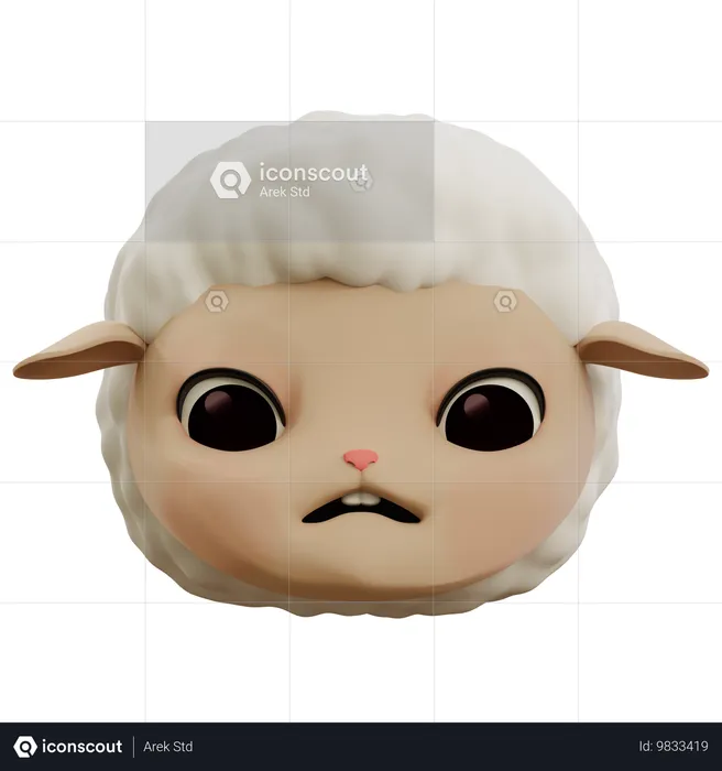 Emoji anxieux de mouton Emoji 3D Icon