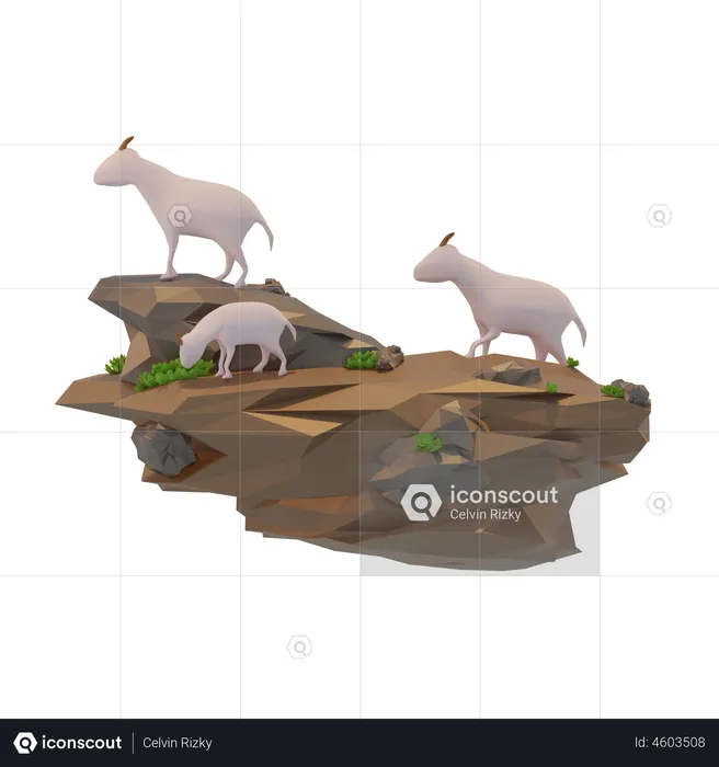 Moutons à la recherche de nourriture  3D Illustration