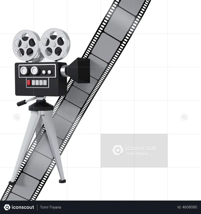 Movie Projector And Film Strip  3D Illustration