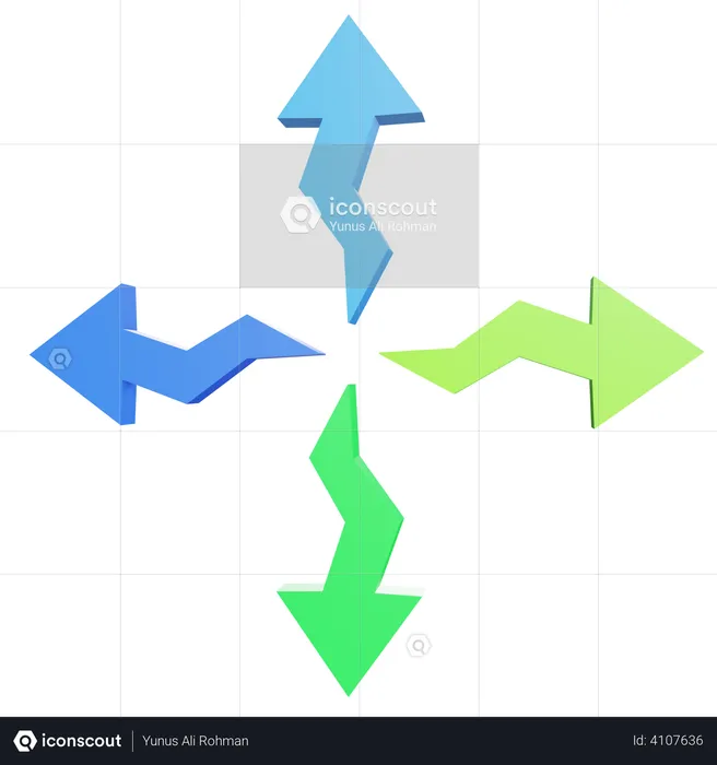 Movimento em zigue-zague  3D Illustration