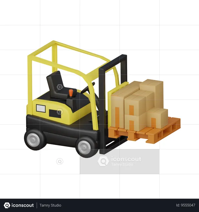 Moving package by Forklift  3D Icon