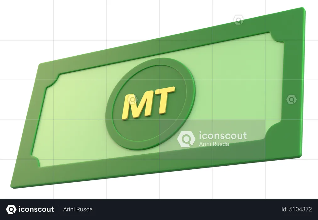 Mozambican Metical Money  3D Icon