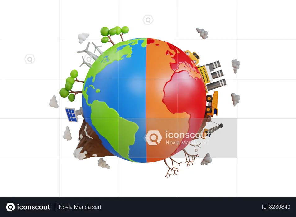 Mudanças climáticas mundiais  3D Illustration