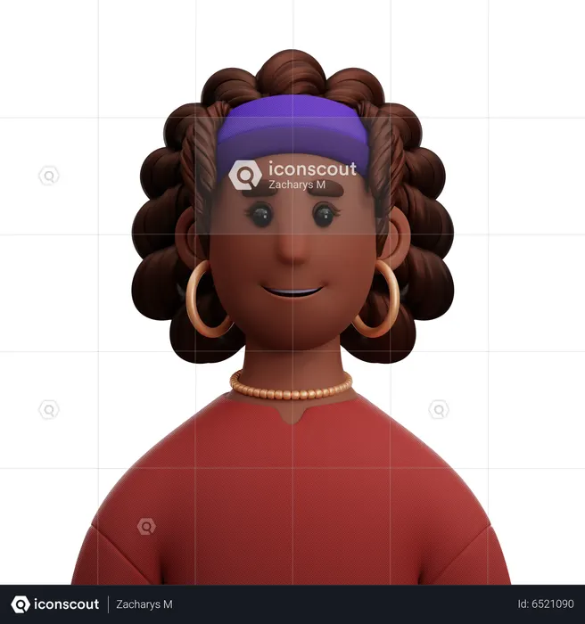 Mujer afro negra  3D Icon