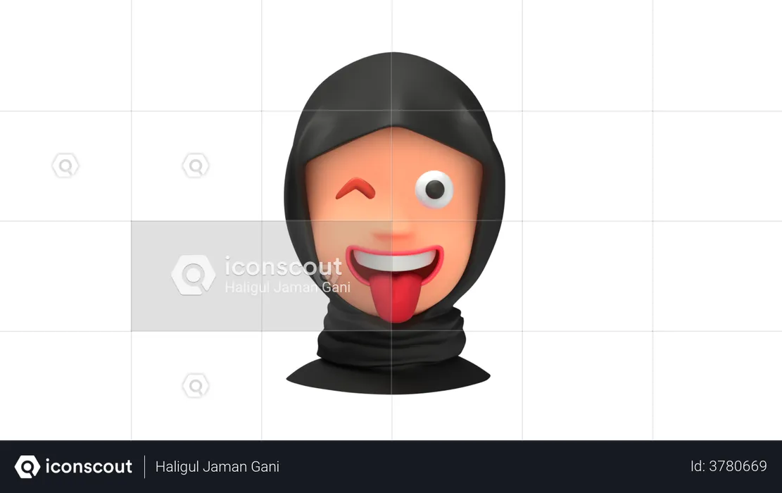 Emoji divertido de mujer árabe Emoji 3D Emoji