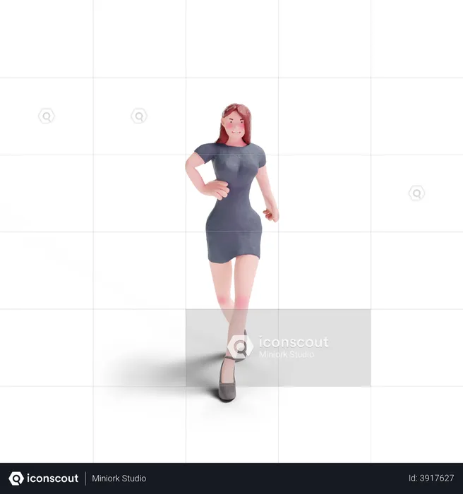 Mujer bonita dando pose para caminar  3D Illustration