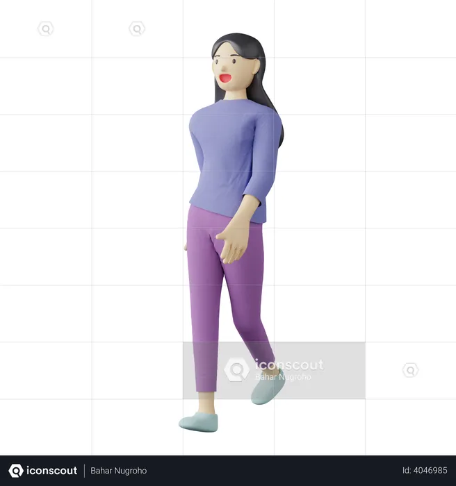 Pose casual femenina caminando  3D Illustration