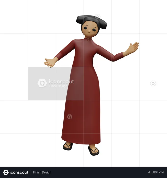 Mujer china mostrando algo  3D Illustration