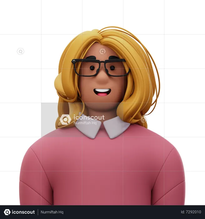 Mujer con camisa rosa  3D Icon