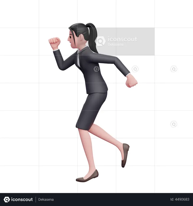 Mujer Vistiendo Un Vestido Formal Corriendo A Prisa  3D Illustration