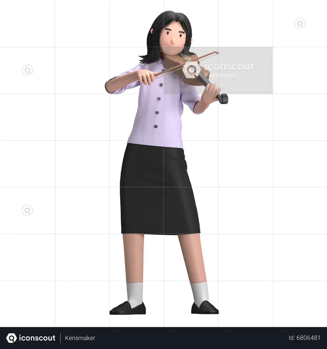 Mujer con violín  3D Illustration