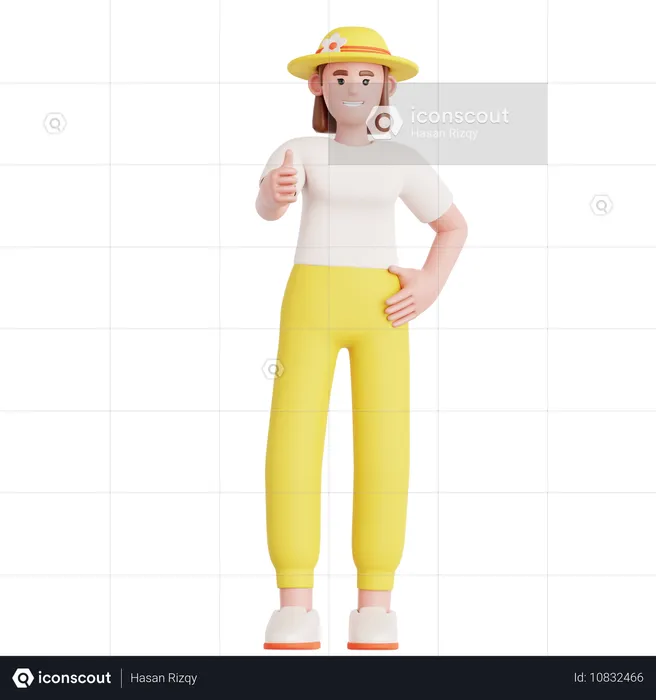 Mujer dando pulgares arriba  3D Illustration