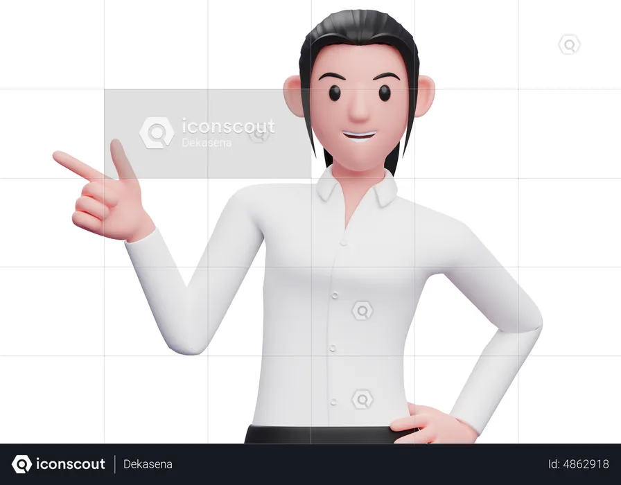 Mujer de negocios apuntando hacia un lado  3D Illustration