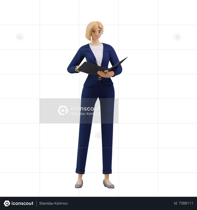 Informe de control de mujer de negocios  3D Illustration