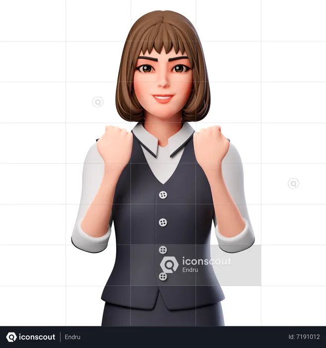 Mujer de negocios con hurra  3D Illustration