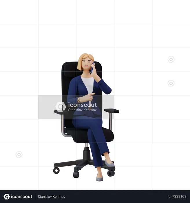 Mujer de negocios hablando de guardia  3D Illustration