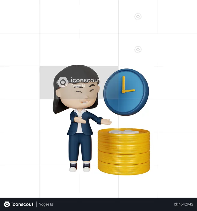Mujer de negocios haciendo gestión del tiempo  3D Illustration