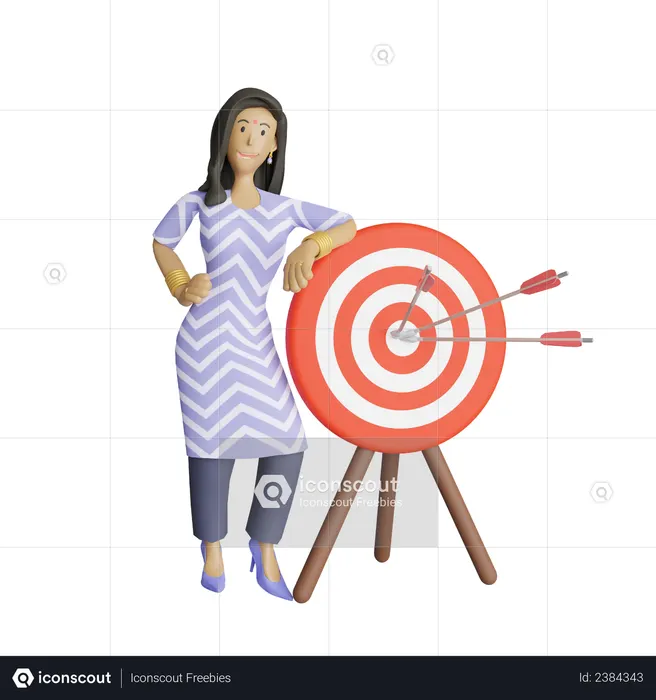 Mujer de negocios india logrando objetivo empresarial  3D Icon