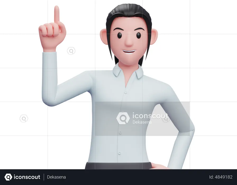 Mujer de negocios levantando el dedo  3D Illustration