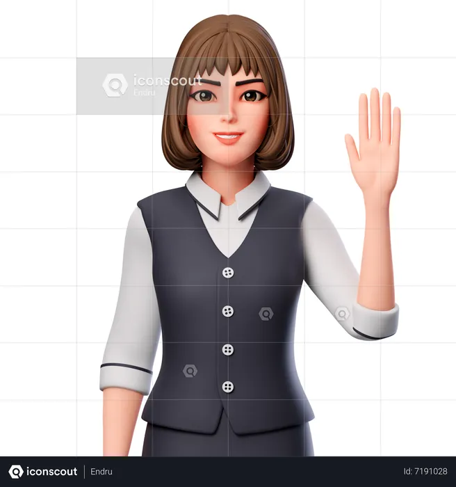 Mujer de negocios mostrando la mano derecha levantada  3D Illustration