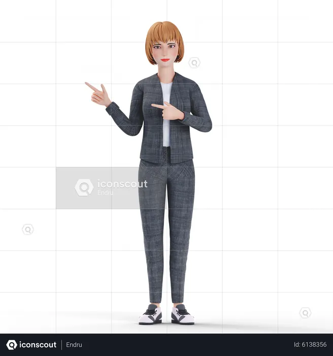 Mujer de negocios, señalar con el dedo  3D Illustration