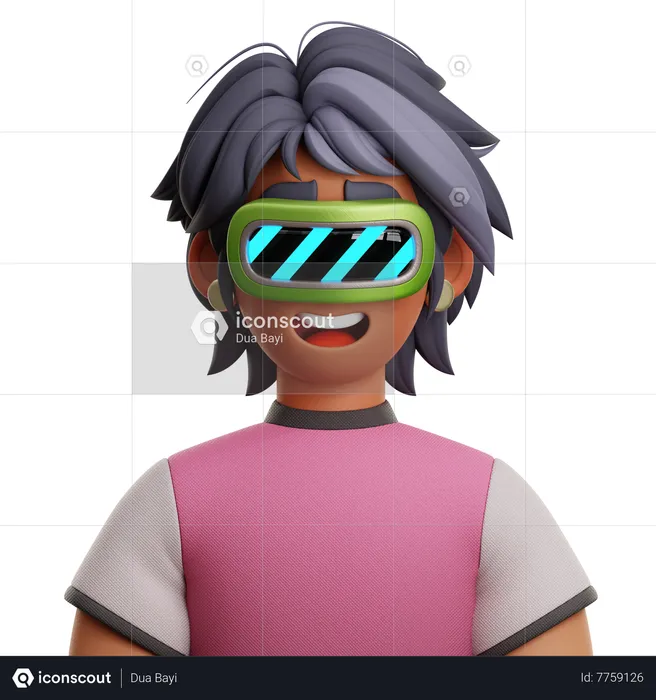 Mujer de pelo corto con vr  3D Icon