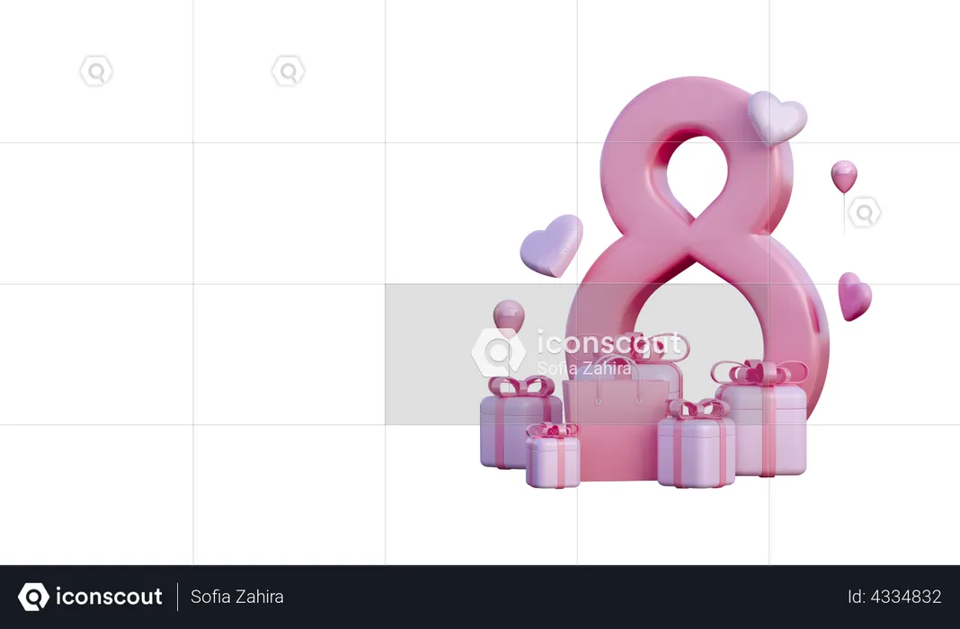 Día ocho de la mujer  3D Illustration