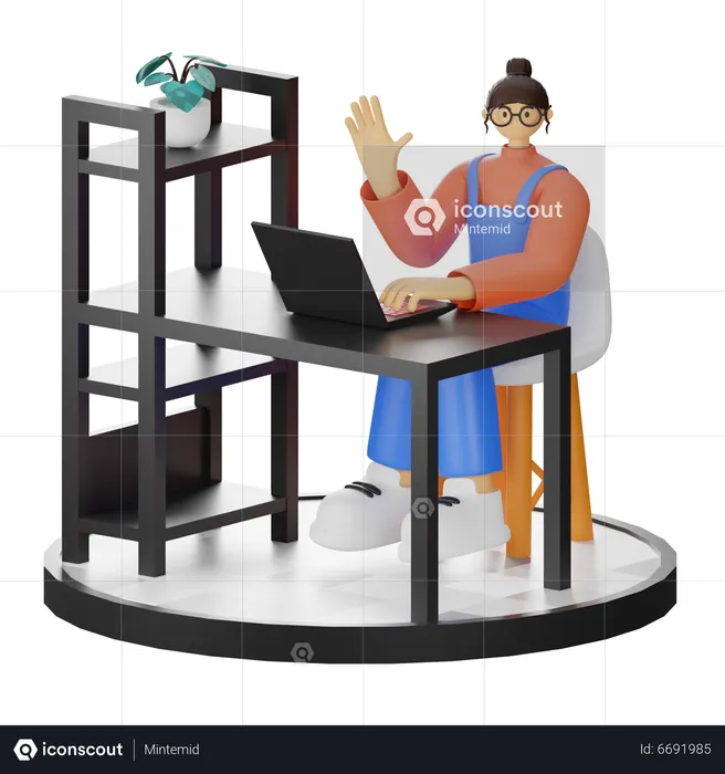 Mujer diciendo hola  3D Illustration