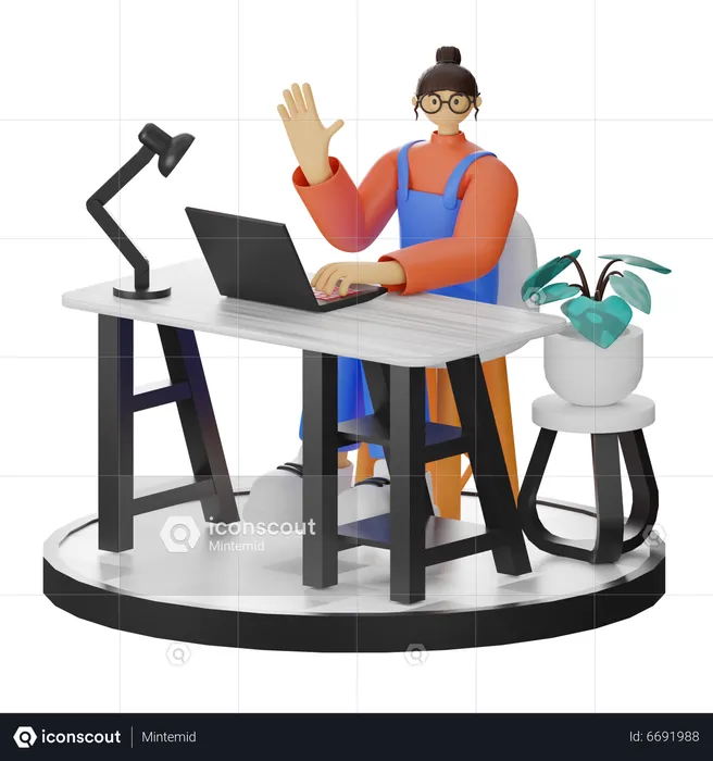 Mujer diciendo hola  3D Illustration