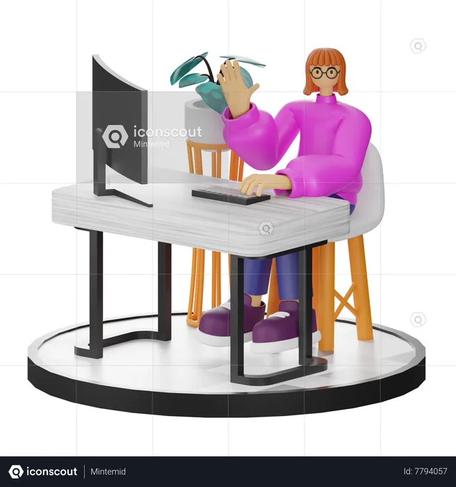 Mujer diciendo hola  3D Illustration