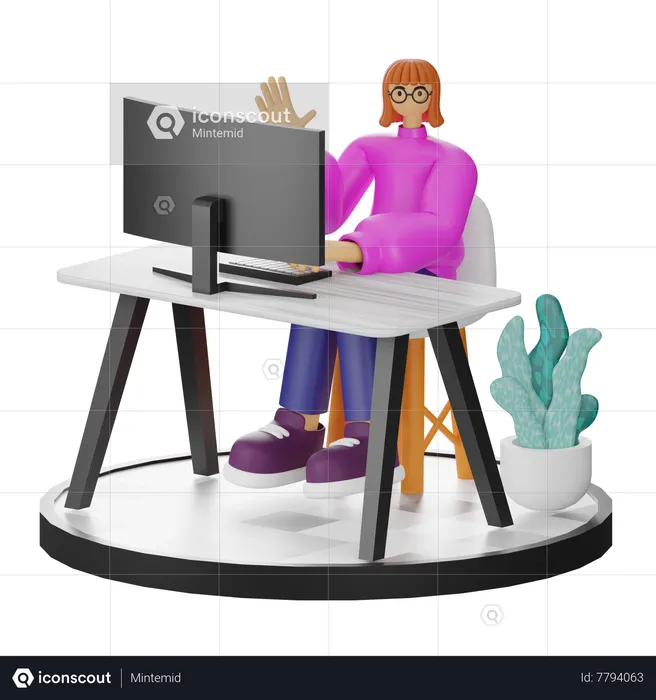 Mujer diciendo hola  3D Illustration