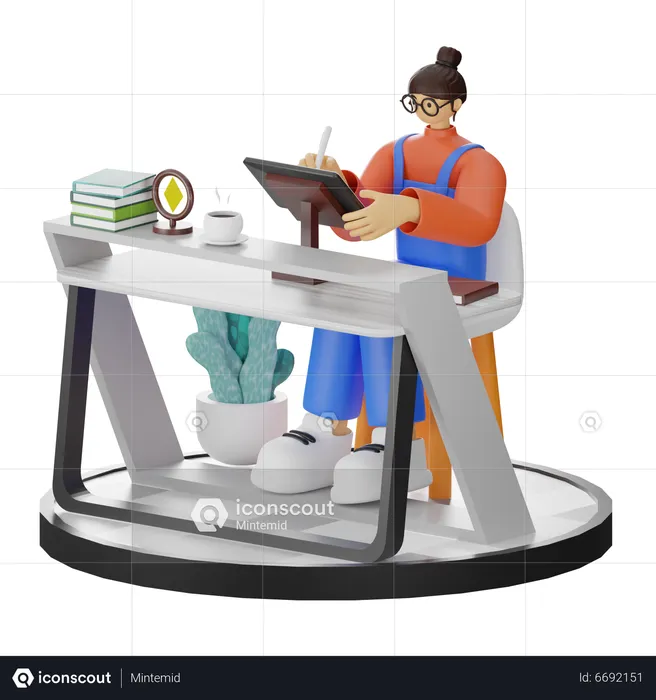 Mujer diseñadora gráfica  3D Illustration