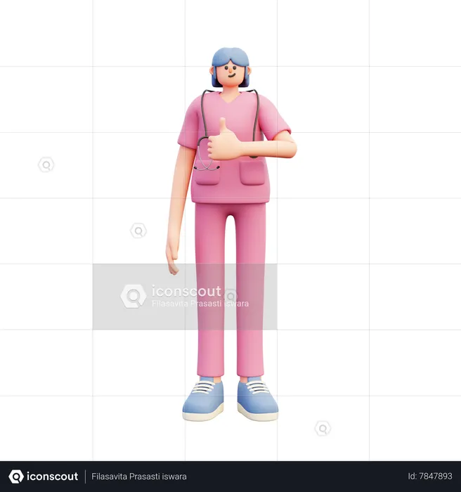 Mujer doctora pulgares arriba  3D Illustration