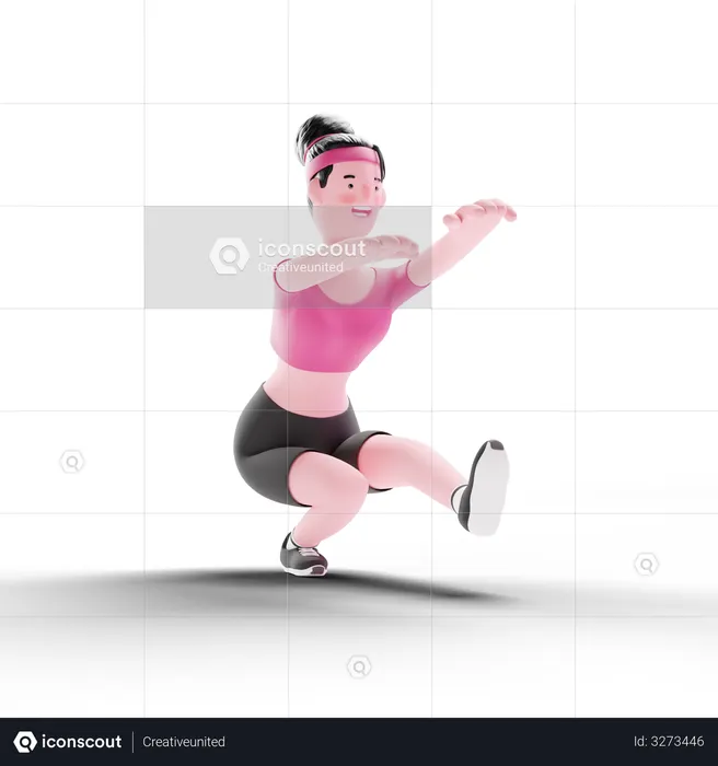 Ejercicio de piernas de mujer  3D Icon
