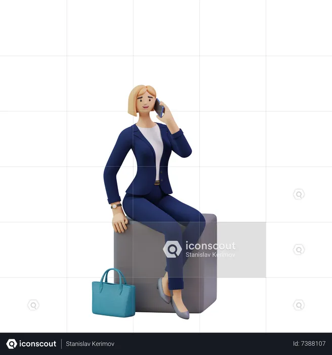 Persona de negocios femenina hablando de guardia  3D Illustration