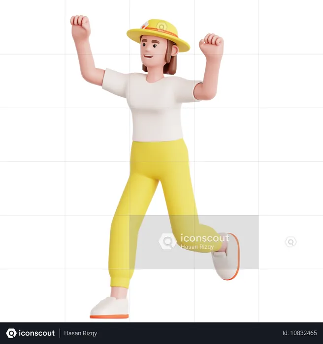 Mujer feliz corriendo  3D Illustration