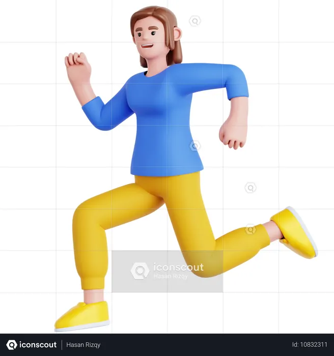 Mujer feliz saltando  3D Icon