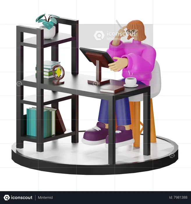 Mujer haciendo búsqueda creativa  3D Illustration