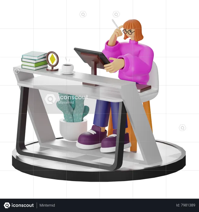 Mujer haciendo búsqueda creativa  3D Illustration