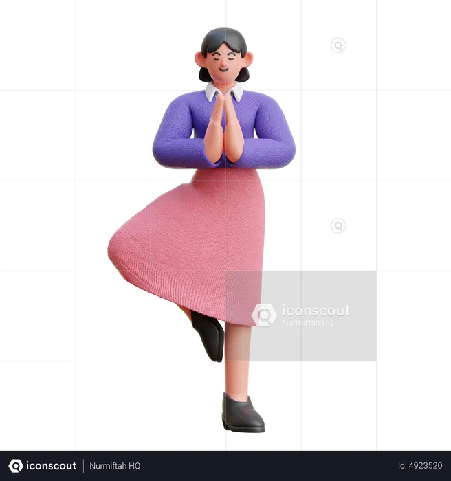 Mujer haciendo pose de yoga  3D Illustration