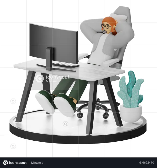 Mujer haciendo relax después del trabajo  3D Illustration