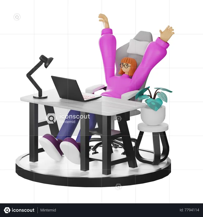 Mujer haciendo relax después del trabajo  3D Illustration