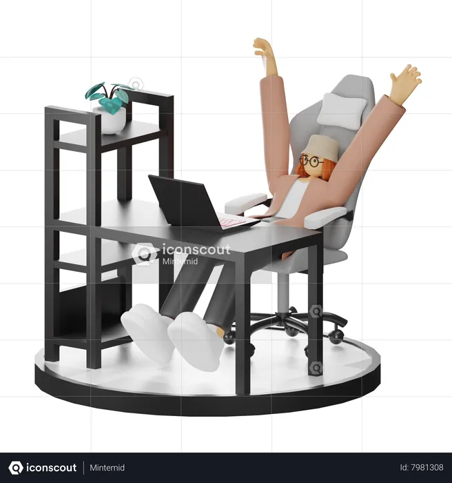 Mujer haciendo relax después del trabajo  3D Illustration