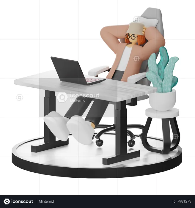 Mujer haciendo relax después del trabajo  3D Illustration