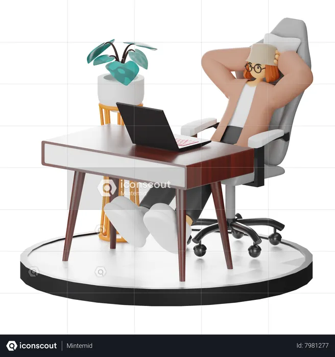 Mujer haciendo relax después del trabajo  3D Illustration