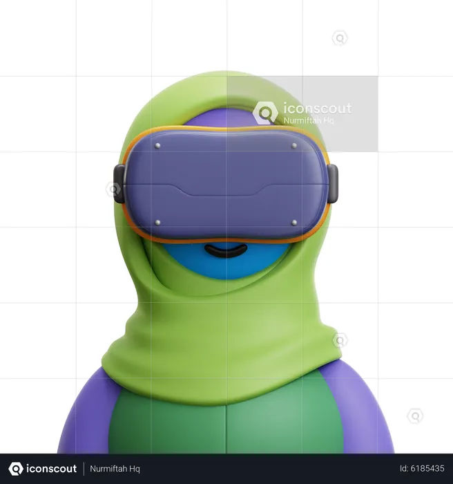 Hijab de mujer con gafas VR  3D Icon